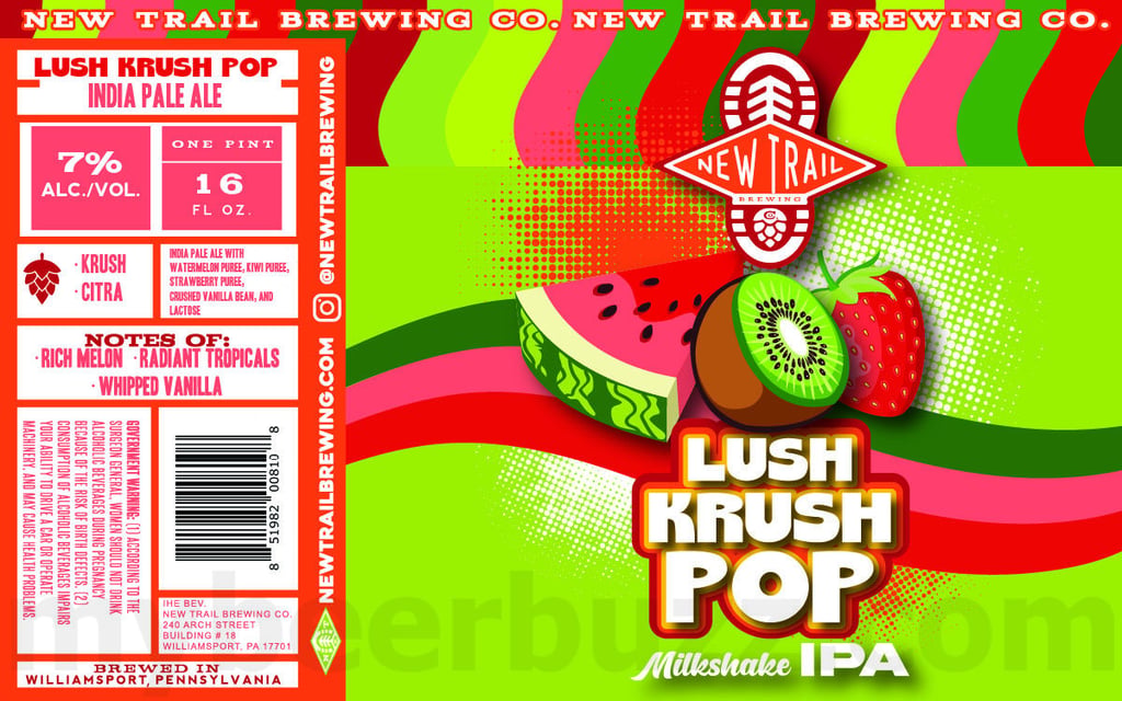 2025 New Trail brewing Lush Krush Pop Milkshake IPA 16oz cans.