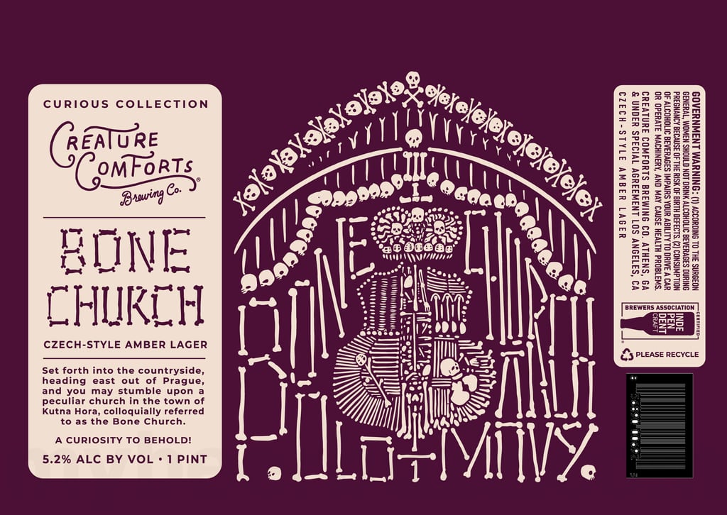 Creature Comforts Adding Cherry Oud Bruin, Bone Church, We Love LA, Coconut Cream Ale, Theodor & Fonio Lager Collaboration 14 Creature Comforts Bone Church