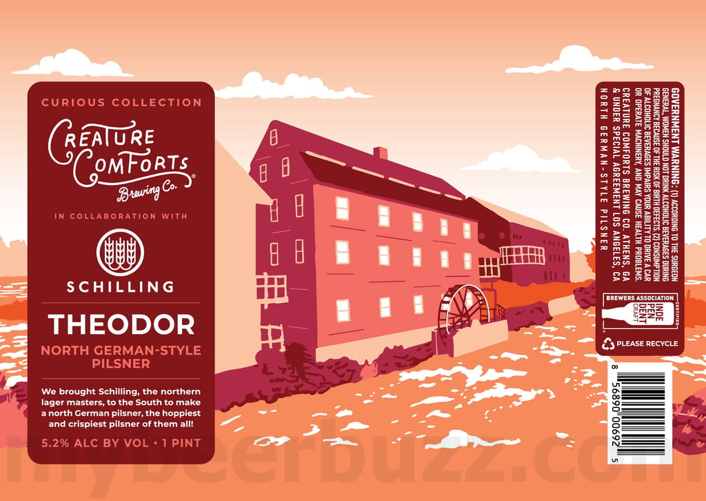 2025 Creature Comforts Beer Theodor Schilling Collaboration North German-Style Pilsner 16oz cans.