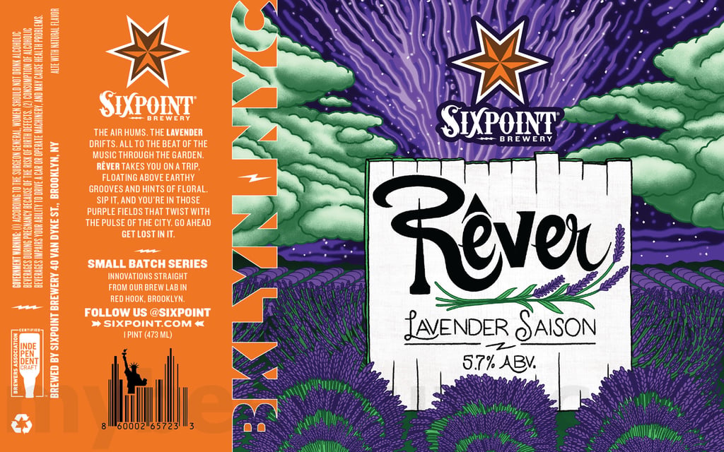 2025 Sixpoint Rêver Lavender Saison 16oz cans.