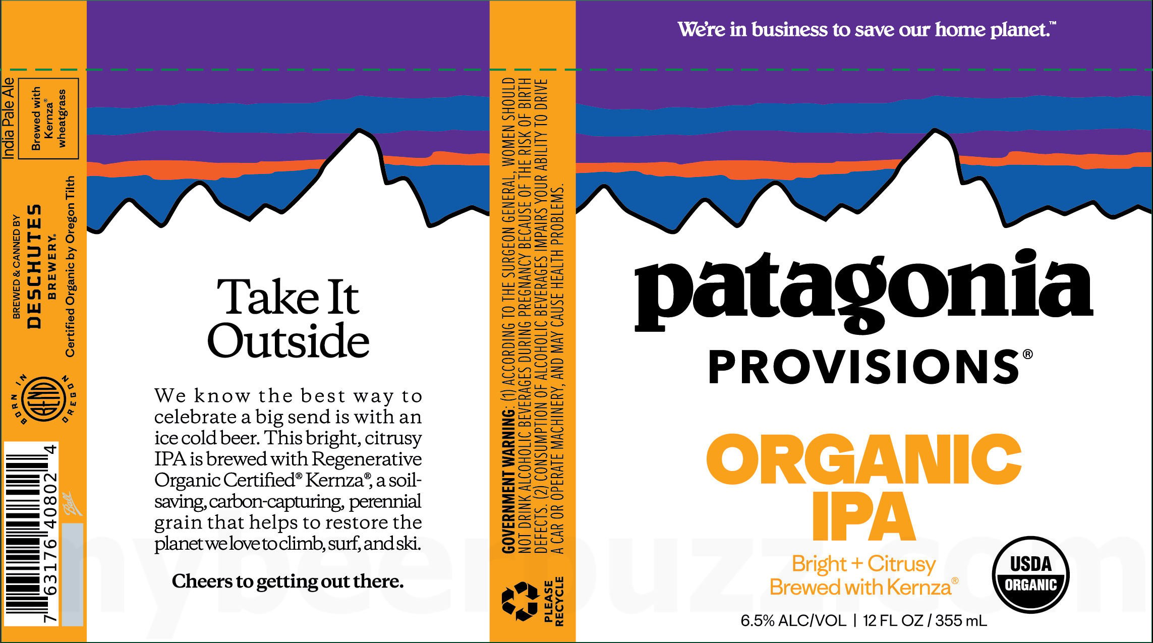 2026 Deschutes Patagonia Organic IPA 12-oz Cans