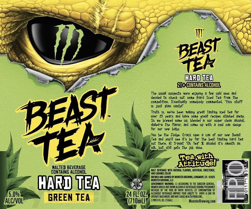 2025 Monster Brewing Beast Tea 24oz Cans.