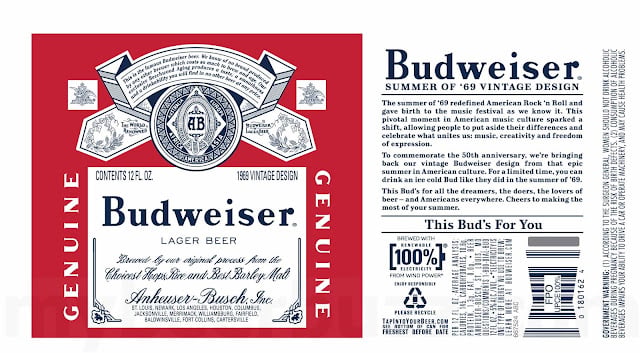 Budweiser Adding 1969 Vintage Design Cans (Summer of ‘69)