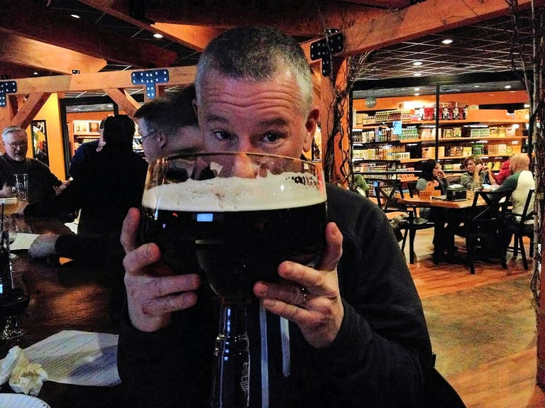 mybeerbuzz.com logo Enjoying a Chalice of Delirium Red at Sabatinis,