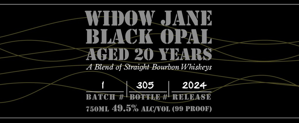 Widow Jane Distilling Black Opal 20-Year Straight Bourbon Whiskey Blend