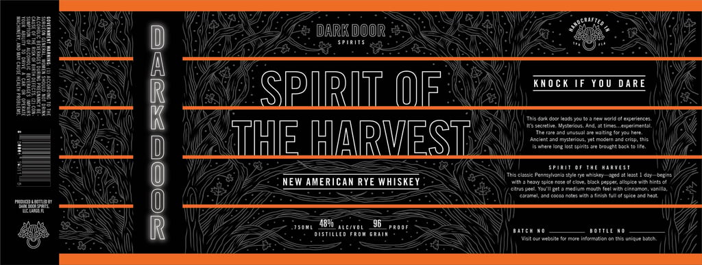 Dark Door Spirits Spirit Of The Harvest New American Rye Whiskey