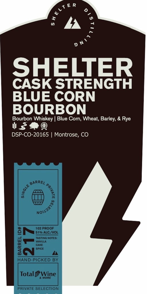 Shelter Distilling Shelter Cask Strength Blue Corn Bourbon