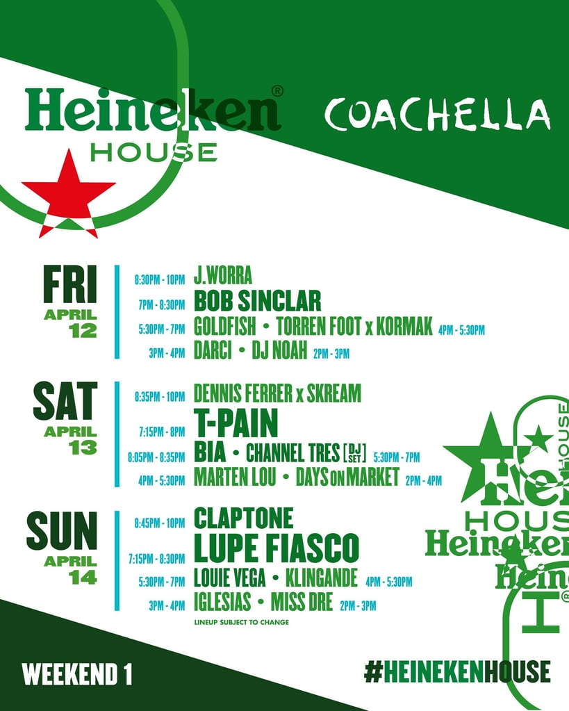 T-Pain & Fat Joe to Headline Heineken® House Lineup at the Coachella Valley Music and Arts Festival