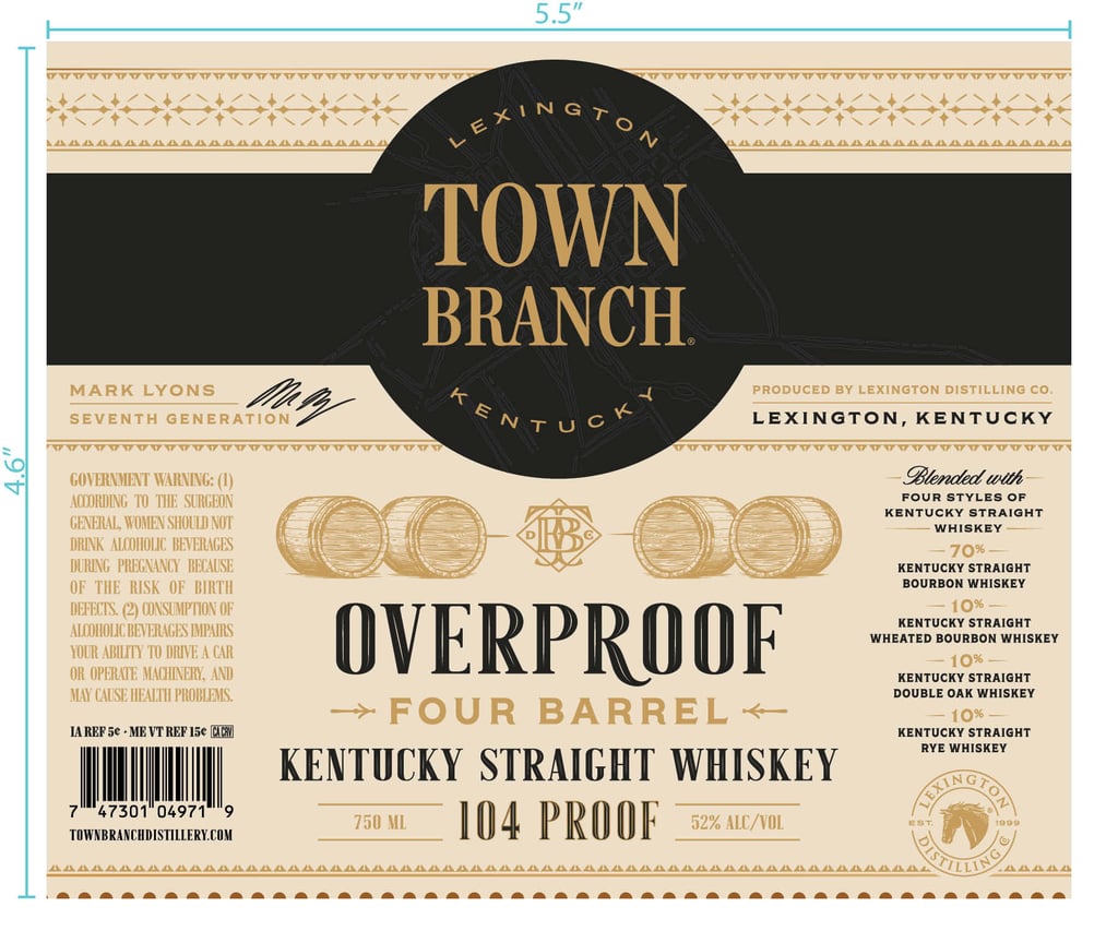 Lexington Distilling Town Branch Overproof Four Barrel Kentucky Straight Whiskey