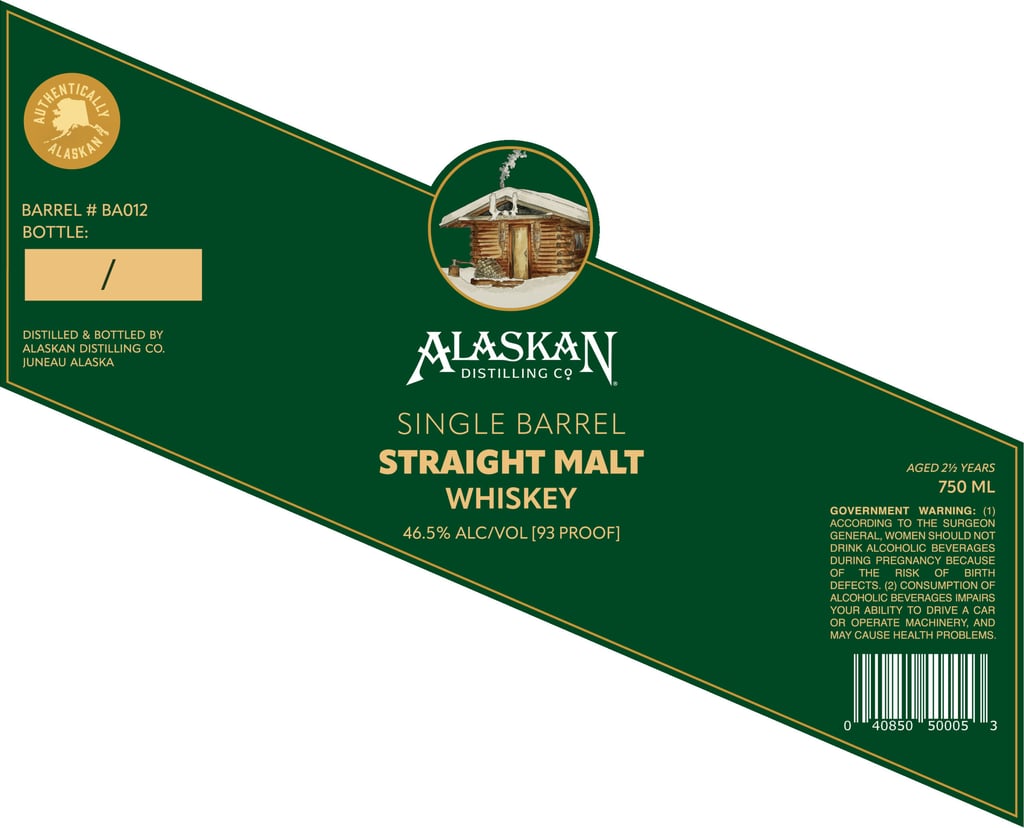 Alaskan Distilling Single Barrel Straight Malt Whiskey