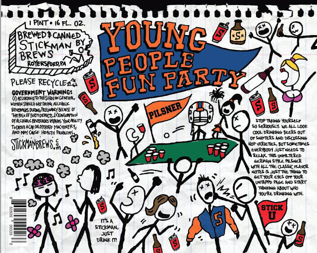 Stickman Brews Adding Young People Fun Party Pilsner Cans