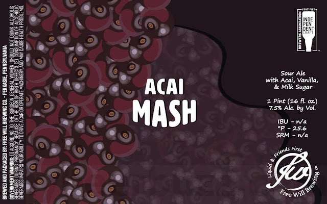 Free Will Working On Acai Mash Sour Ale, Eclectic Chair & Heaven Energies Cans
