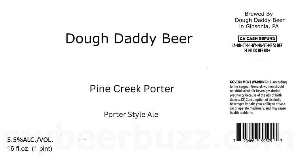 Dough Daddy Beer Adding Pine Creek Porter & Vanilla Pine Creek Porter Cans
