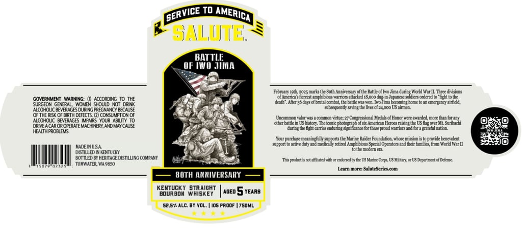 Heritage Distilling Service To America Salute Battle Of Iwo Jima 80th Anniversary Kentucky Straight Bourbon Whiskey