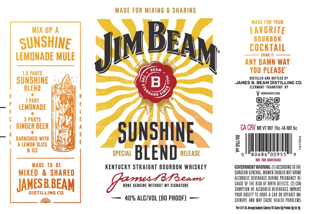 Jim Beam Sunshine Blend Kentucky Straight Bourbon Whiskey