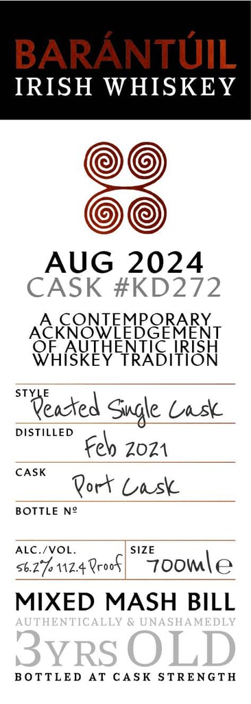 Killowen Distillery Baràntúil 3-Year Peated Single Cask Aug 2024