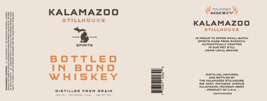 Kalamazoo Stillhouse Bottled In Bond Whiskey