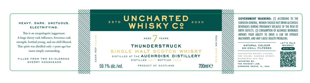 The Whiskey Lab Uncharted Whisky Co Thunderstruck Auchroisk Distillery 7-Year