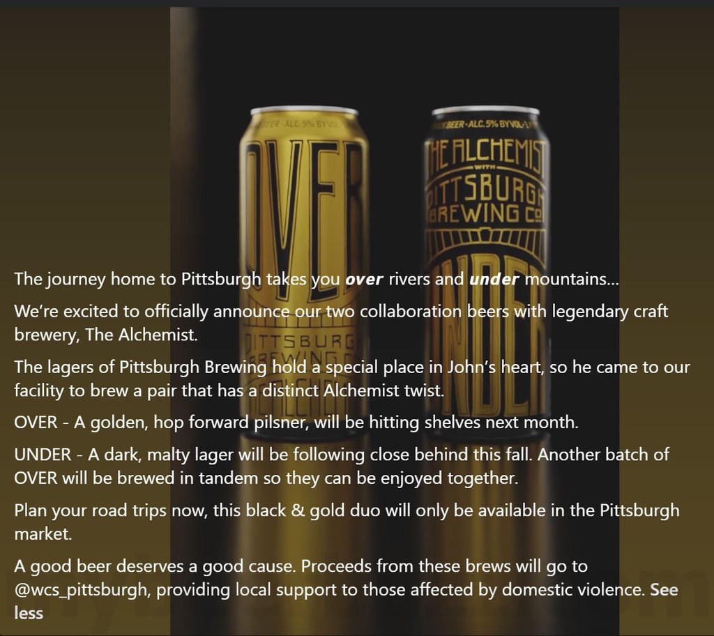 Pittsburgh Brewing & The Alchemist Collaborate On 2 Beers: Over & Under