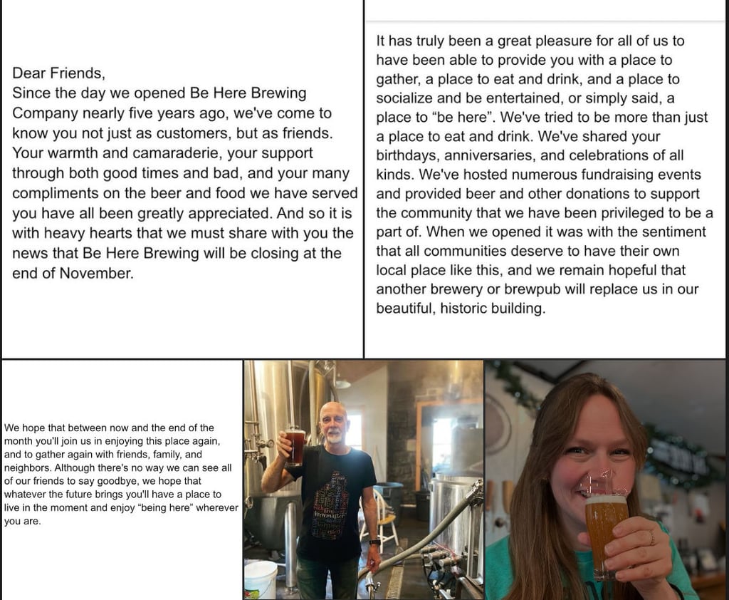 Be Here Brewing Announces Closure In Avondale, PA