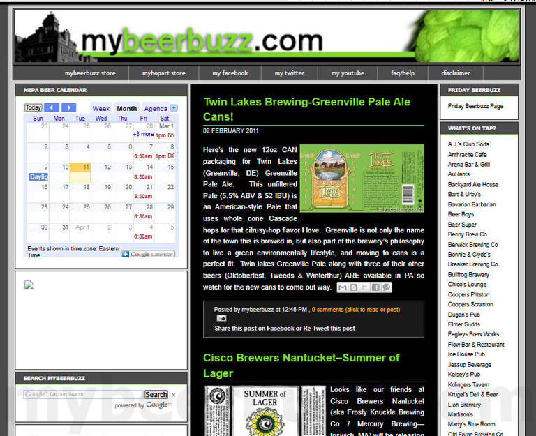 mybeerbuzz.com logo mybeerbuzz.com 2008 page example