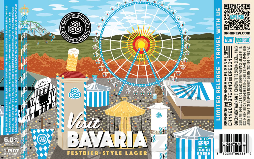 2025 Oakshire Brewing Visit Bavaria 16oz Cans.