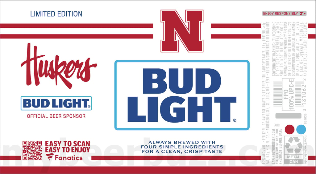 2025 Bud Light Nebraska Huskers 12oz Cans.