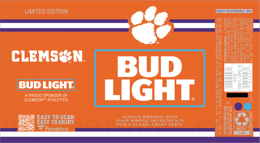 2026 Bud Light Clemson 12-oz Cans
