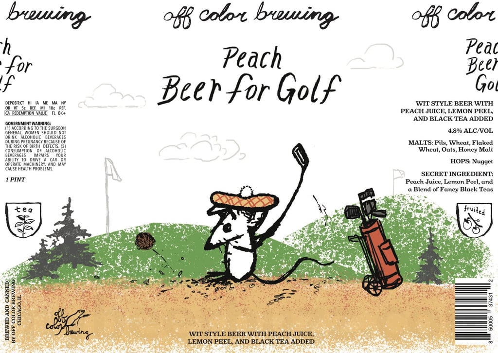 Off Color Brewing Adding Raspberry Beer For Golf, Peach Beer For Golf, Barrel Aged Growl Royale, Yuzu Kosho, Royale With Cheese, Beer For Tote Bags, Beer For Superdawg & Beer For The Future 7 2026 Off Color Peach Beer For Golf 16-oz Cans