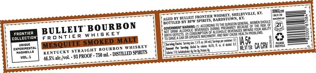 Bulleit Bourbon Frontier Whiskey Mesquite Smoked Malt