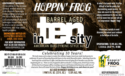 Hoppin’ Frog Celebrates 10 Years With InTenSity American Barleywine (Coming 8/29)