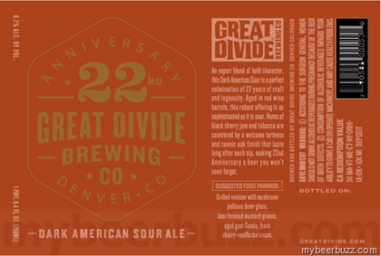 Great Divide – 22nd Anniversary Ale – Dark American Sour