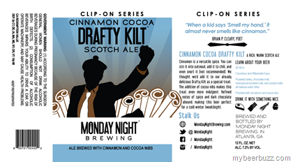 Monday Night Brewing Clip-On Series – Cinnamon Cocoa Drafty Kilt Hitting Bottles