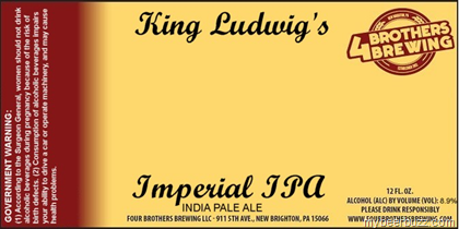 4 Brothers Brewing (New Brighton, PA) – King Ludwig’s Imperial IPA