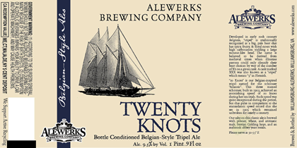 Alewerks Brewing – Twenty Knots Belgian Tripel