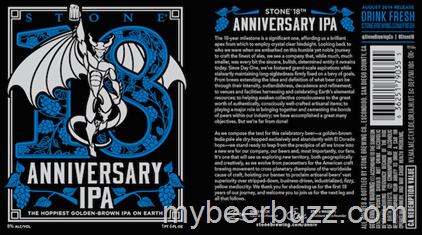 Stone 18th Anniversary Beer IPA Coming 8/11