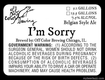 Off Color Brewing – I’m Sorry, Sibling Rivalry Belgian-Style Ale & Mikkeller Co-Brewed Beer Geek Mus Russia Imperial Stout (2.5% ABV)