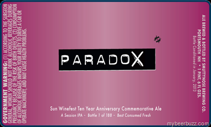 Smuttynose – Paradox Session IPA – Sun Winefest 10-Year Anniversary Ale
