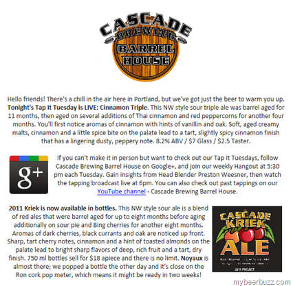 Cascade LIVE: Cinnamon Triple Tonight