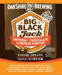 Oakshire – Big Black Jack Imperial Chocolate Pumpkin Porter Coming 10/1