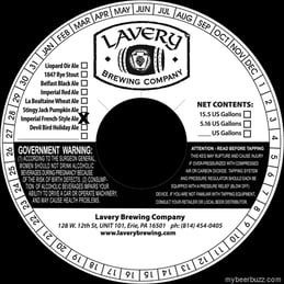 Lavery Brewing (Erie, PA) Imperial French-Style Ale, La Bealtaine Wheat, Imperial Red, Belfast Black, & 1847 Rye Stout