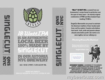 Singlecut Beersmiths – Billy 18-Watt IPA 16oz Cans