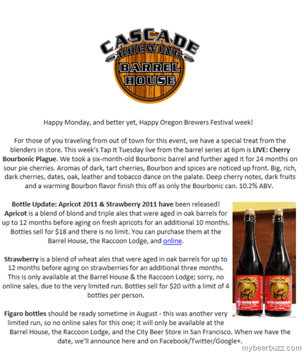Cascade–LIVE Cherry Bourbonic Plague 7/24 & Figaro In Aug