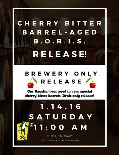 Hoppin’ Frog Cherry Bitter Barrel Aged B.O.R.I.S. Coming 1/14
