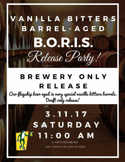 Hoppin’ Frog Vanilla Bitters Barrel-Aged B.O.R.I.S. Coming 3/11