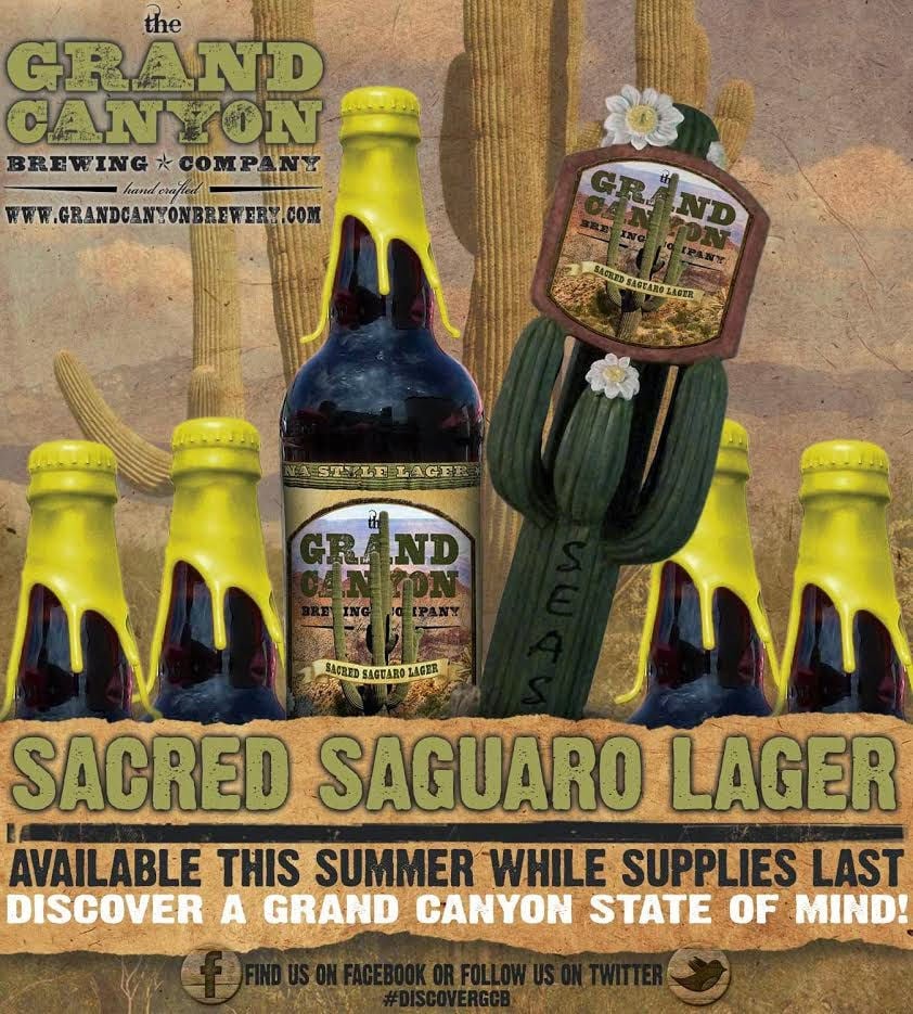 Grand Canyon Sacred Saguaro Lager, A Summertime Thirst Quencher, On Tap & In Stores Now Throughout Arizona & Nevada
