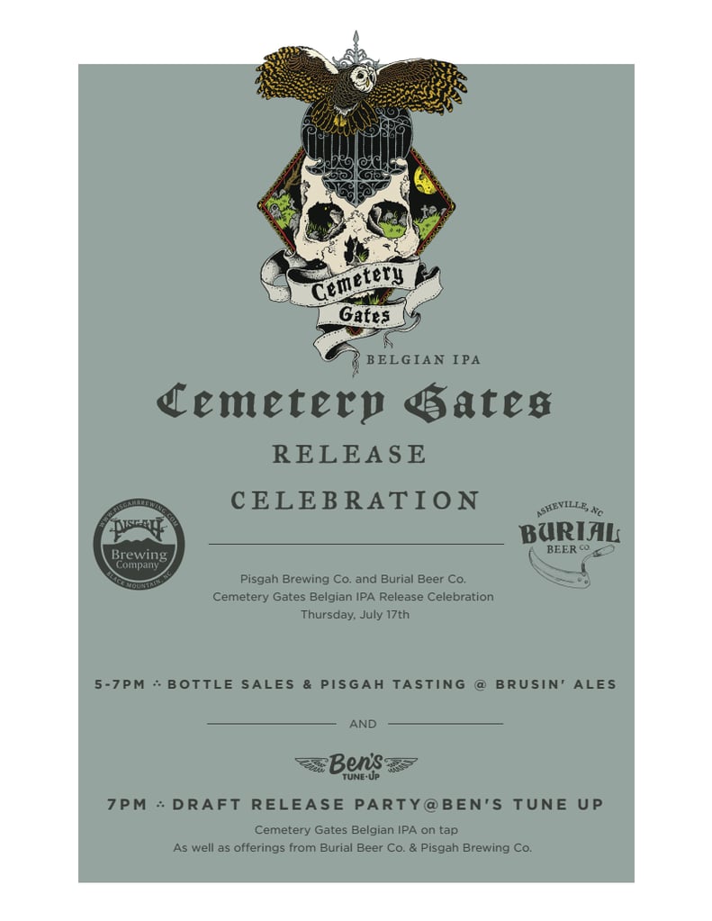 Pisgah Brewing & Burial Beer Co. Co-Brewed “Cemetery Gates” 7/17