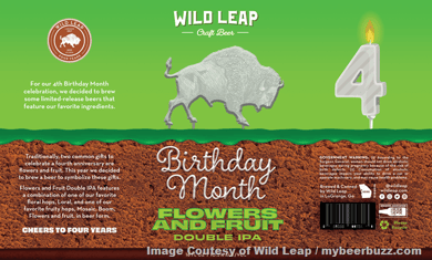 Wild Leap Adding Birthday Month Flowers And Fruit, Cryo Hop IIPA Mango, BA Stout, Hop Latte Cold Brew, Pumpkin Spice Donut, Partners In Crema, ORNG & Trial Blend Blueberry