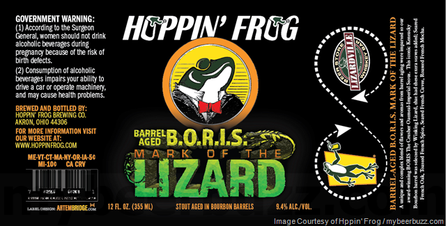 Hoppin’ Frog Adding Barrel-Aged B.O.R.I.S. Lizard Creek & Mark Of The Lizard