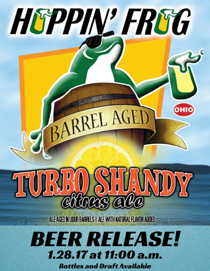 Hoppin’ Frog – Bourbon Barrel Aged Turbo Shandy Citrus Ale Coming 1/28